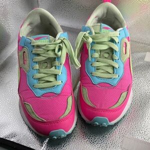 Puma Vibrant Pink and Mint Sneakers